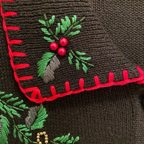 Vintage Christmas cardigan sweater BP Design Grandma Ugly Sweater Holiday beaded - Picture 11 of 16